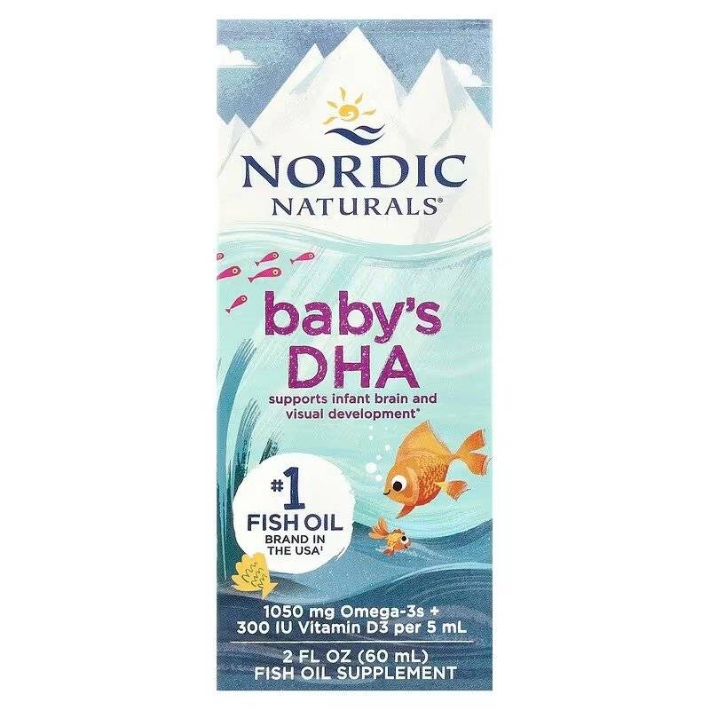 Omega 3 cu Vitamina D3 pentru Copii, Baby's DHA Fish Oil, 1050 mg, 60 ml, Nordic Naturals