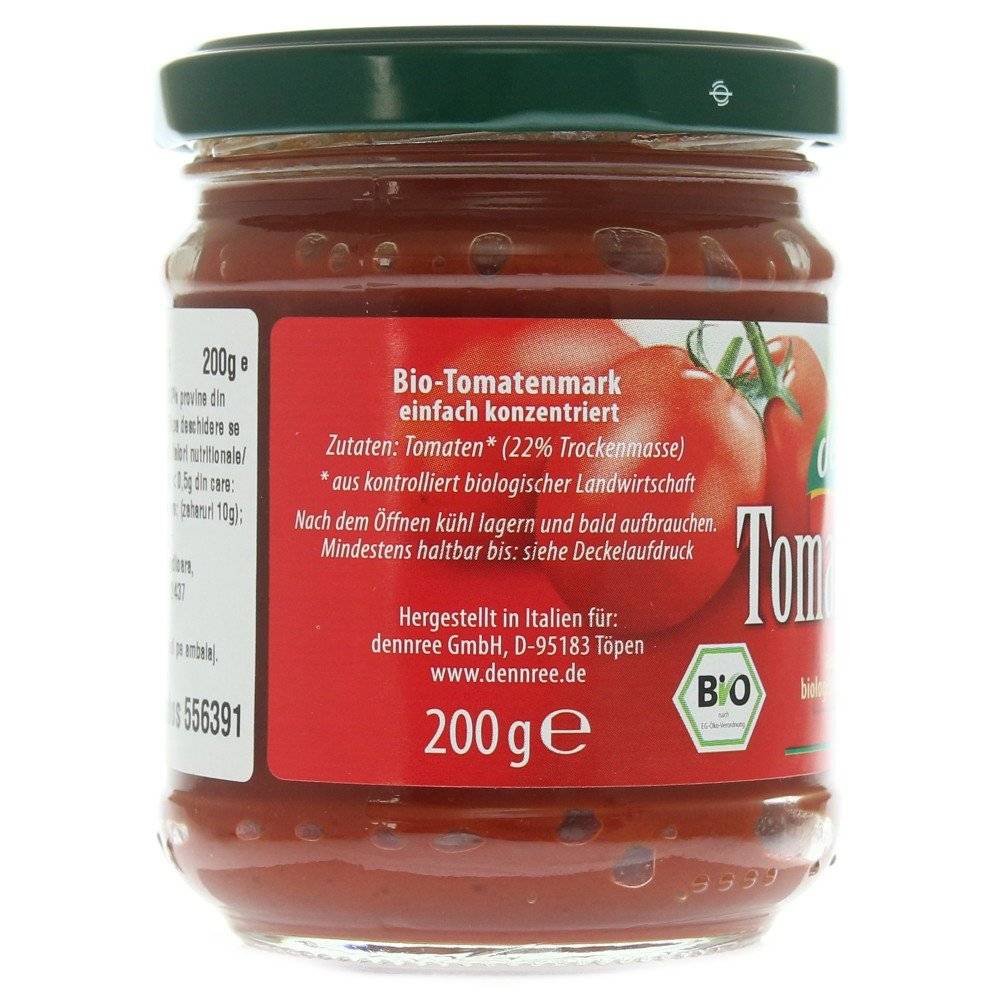 Pasta de tomate 22% substanta uscata bio Dennree, 200g