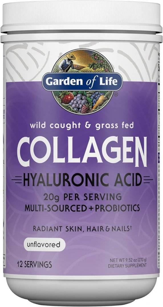 Peptide Colagen Marin si Bovin Grass Fed cu Acid Hyaluronic, 270 gr, Garden of Life