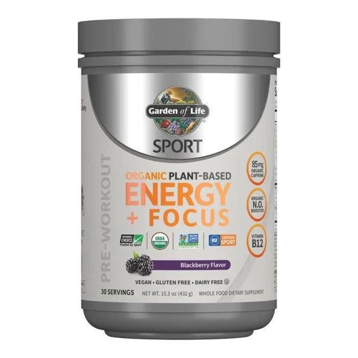 Pre WorkOut Organic Energy + Focus, Blackberry, 432g, Garden of Life