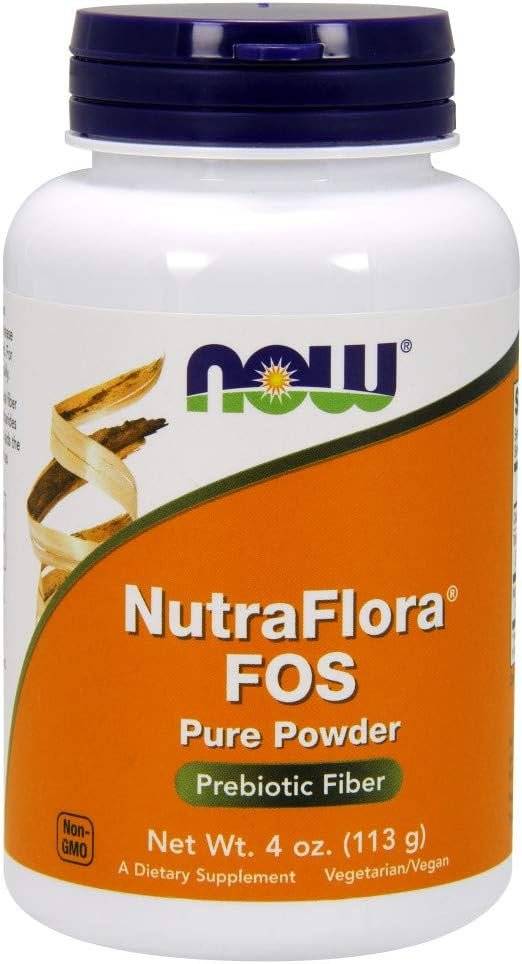 Prebiotic Fructo Oligozaharide, NutraFlora FOS Pudra, 113 grame, Now Foods