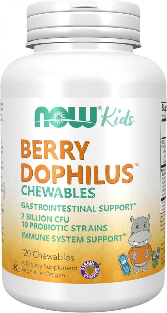 Probiotice Copii, BerryDophilus Kids, 120 tablete masticabile, Now Foods