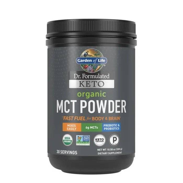 Pudra de Ulei de Cocos MCT Keto Organic, Fibre plus Probiotice, 300 grame, Garden of Life