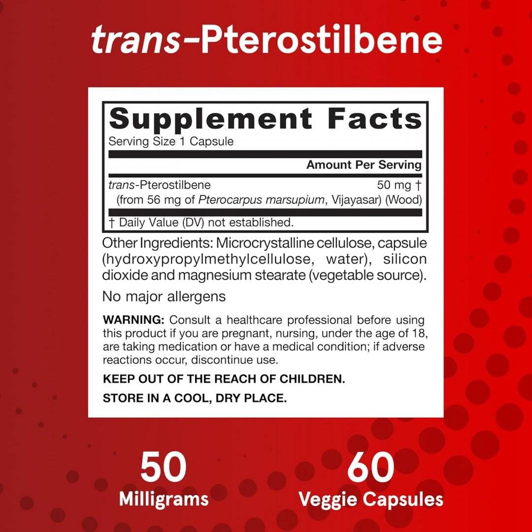 Trans-Pterostilbene, 50mg, 60 caps, Jarrow Formulas