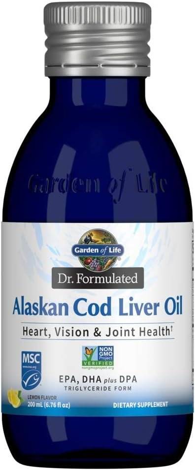 Ulei din Ficat de Cod 1000 mg Omega 3 EPA, DHA, DPA,  Vitamina A+D, 200 ml, Garden of Life