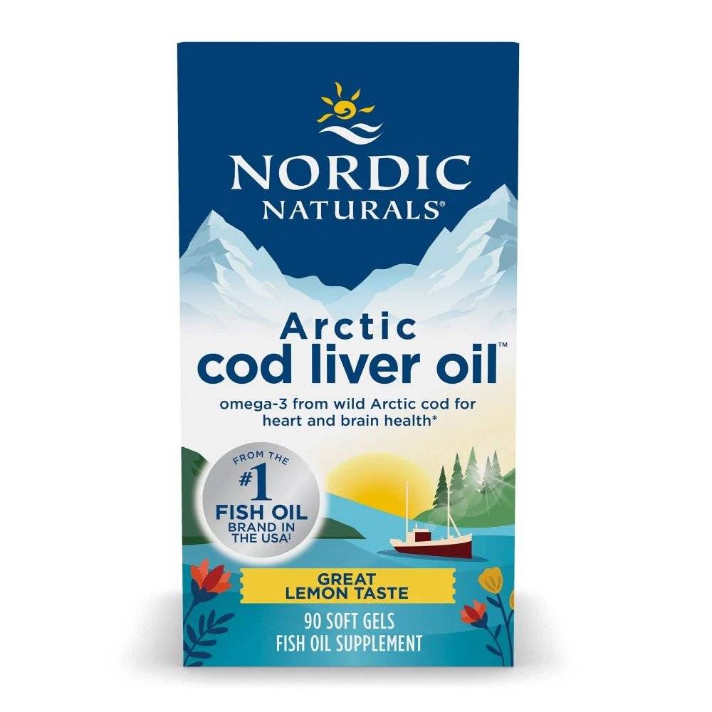 Arctic Cod Liver Oil, Ulei Ficat de Cod Salbatic Arctic, 750 mg Omega 3, Aroma Lamaie, 90 capsule, Nordic Naturals