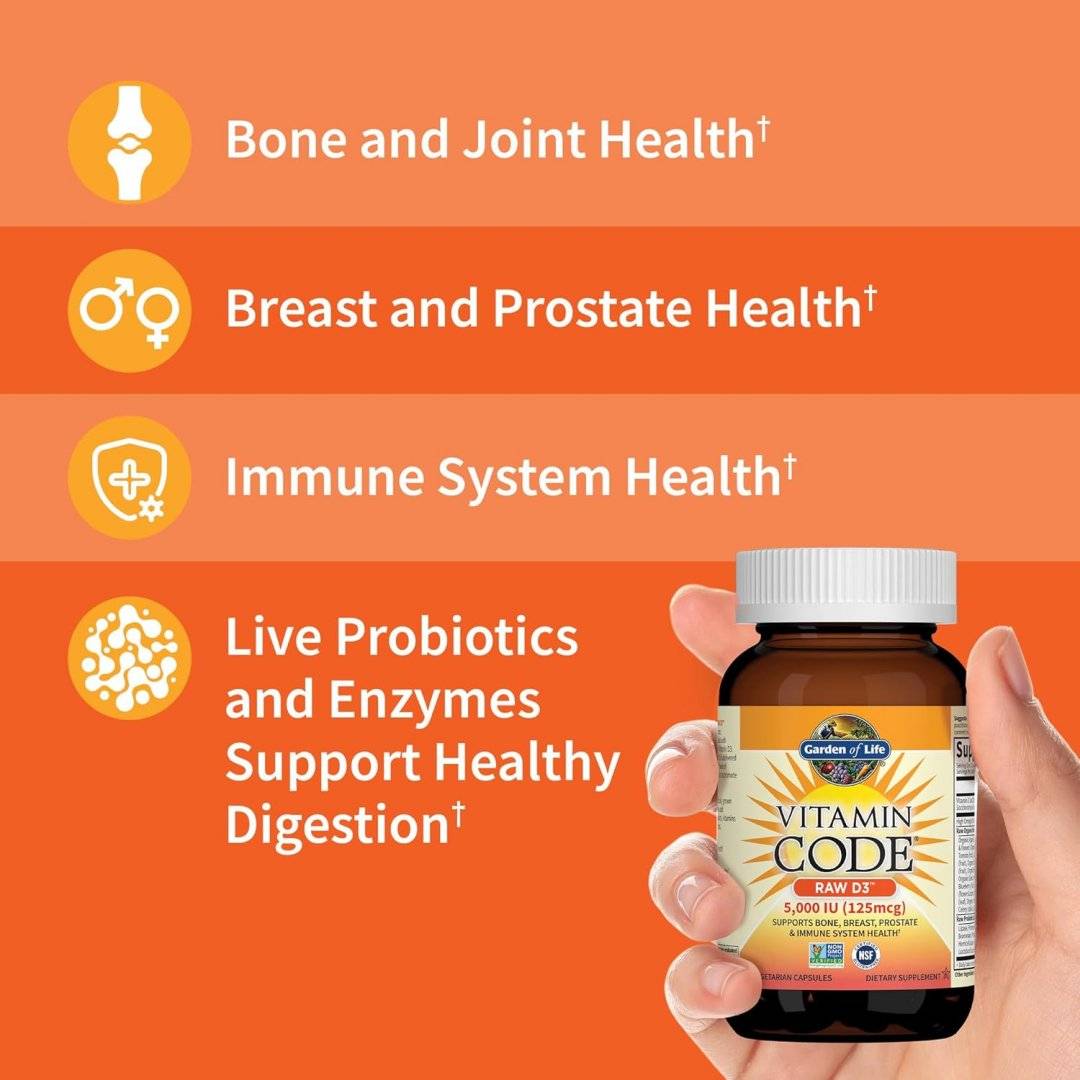 Vitamin Code Raw D3, 5000 IU, 60 capsule, Garden of Life