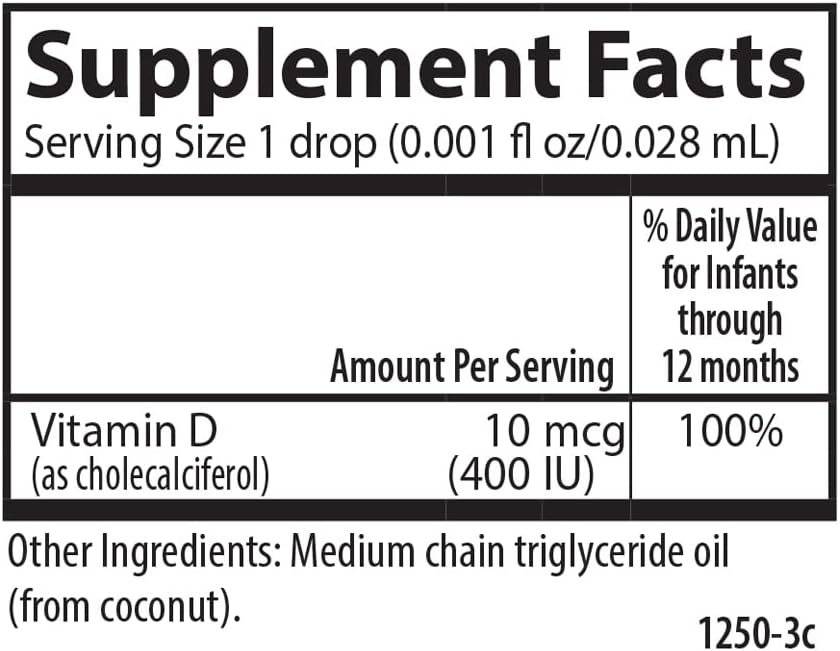 Vitamina D3 pentru Bebelusi, 400 IU, 10 ml, Carlson Labs