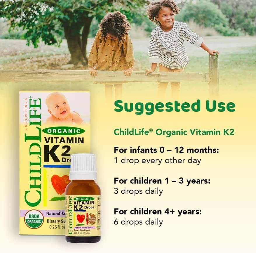 Vitamina K2 Picaturi, 15 mcg, Natural Berry, 7 ml, Childlife Essentials