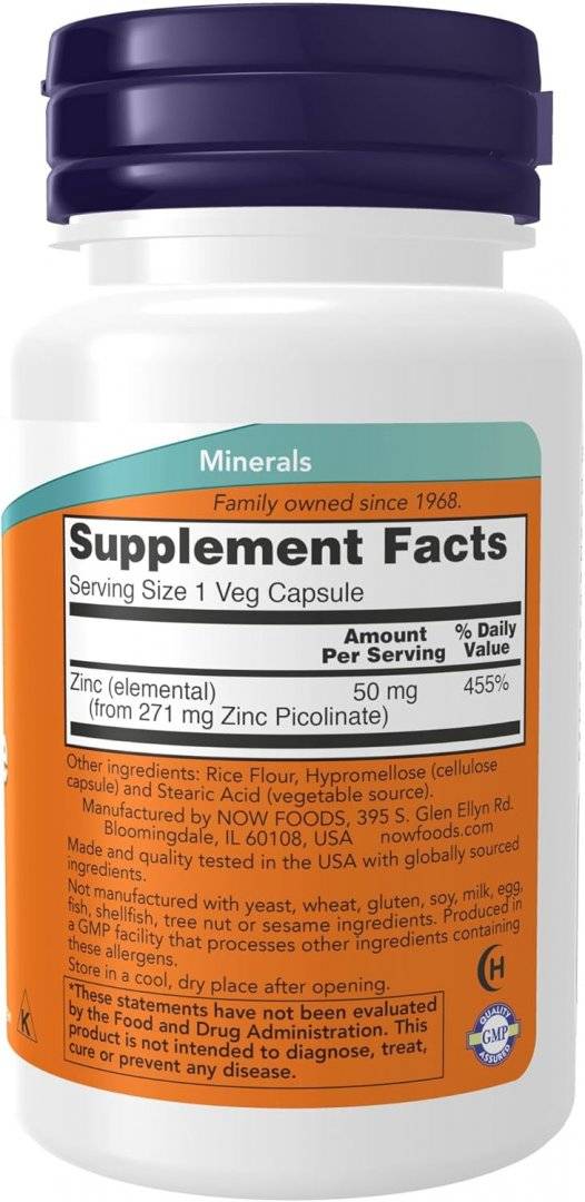 Zinc Picolinat 50 mg, 30 capsule Now Foods